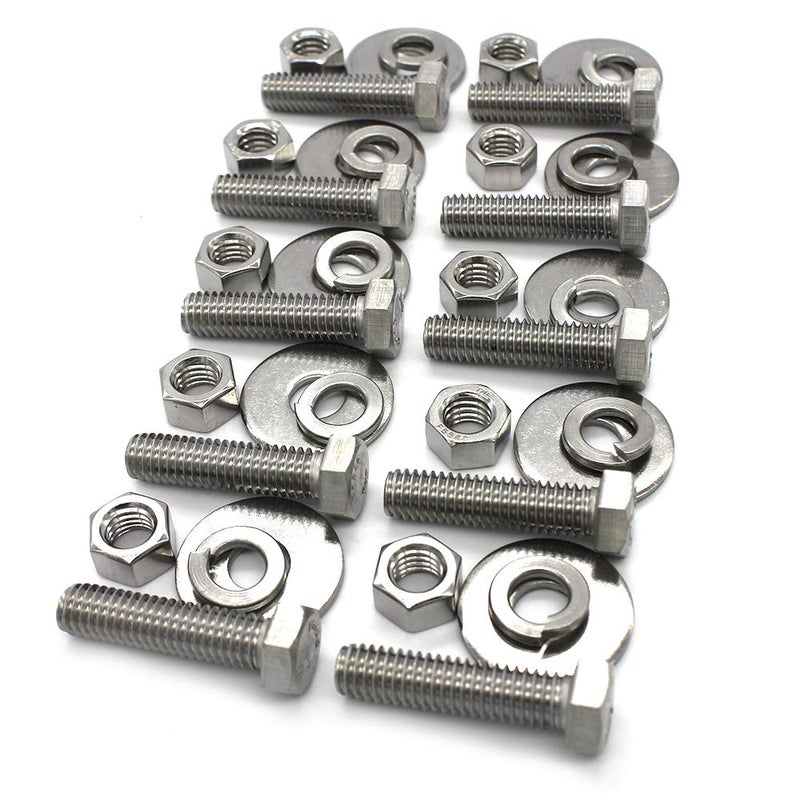 Fullerkreg (10 Sets) 5/16-18x1-1/2" Stainless Steel Hex Head Screwsbolts and nuts kit, 5/16 Nuts, 5/16 Fender Flat Washer& 5/16 Spring Lock Washers, 18-8 (304) S/S, Fully Threaded by Fullerkreg - Image 5